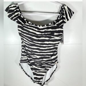 NWT Vince Camuto Zebra Off-Shoulder One Piece Swimsuit